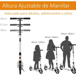Homcom - Patinete plegable blanco