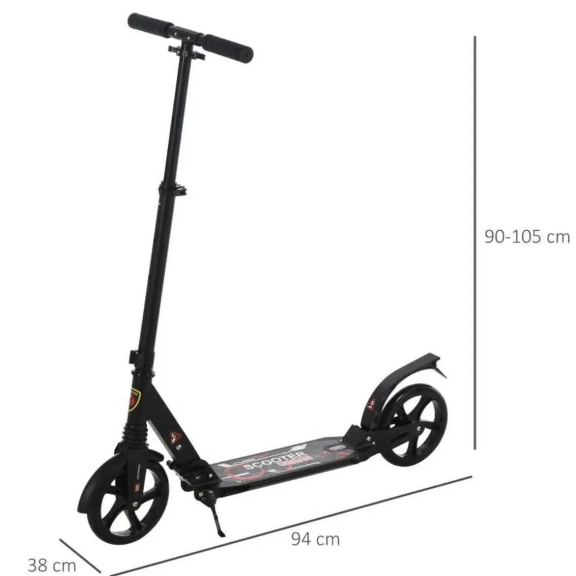 Homcom - Patinete Plegable Aluminio PP PU HomCom