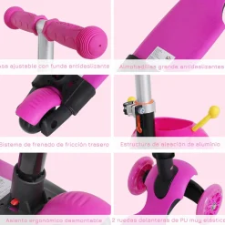 Homcom - Patinete scooter con asiento ajustable