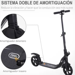 Homcom - Patinete Scooter Ajustable 2 ruedas Grande Negro