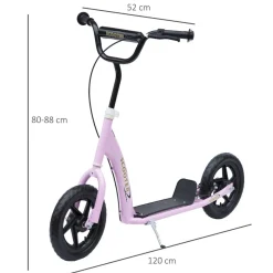 Homcom - Patinete Scooter Ajustable 2 ruedas Rosa
