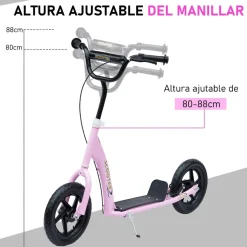 Homcom - Patinete Scooter Ajustable 2 ruedas Rosa
