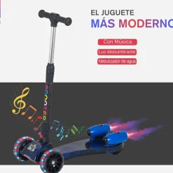 Homcom - Patinete scooter Azul con efectos de luz y sonido