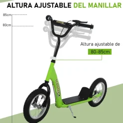 Homcom - Patinete Scooter Ajustable 2 ruedas Verde