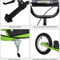 Homcom - Patinete Scooter Ajustable 2 ruedas Verde
