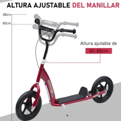 Homcom - Patinete Scooter Ajustable 2 ruedas Rojo