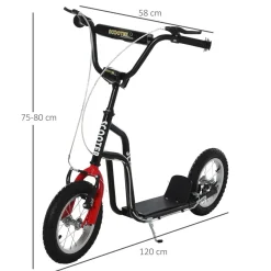 Homcom - Patinete Scooter regulable Negro