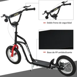 Homcom - Patinete Scooter regulable Negro