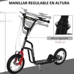 Homcom - Patinete Scooter regulable Negro