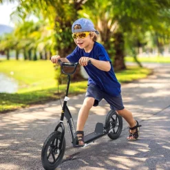 Homcom - Patinete Scooter Ajustable 2 ruedas Negro