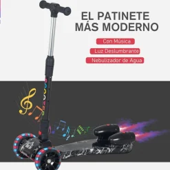 Homcom - Patinete scooter con efectos de luz y sonido
