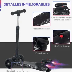 Homcom - Patinete scooter con efectos de luz y sonido