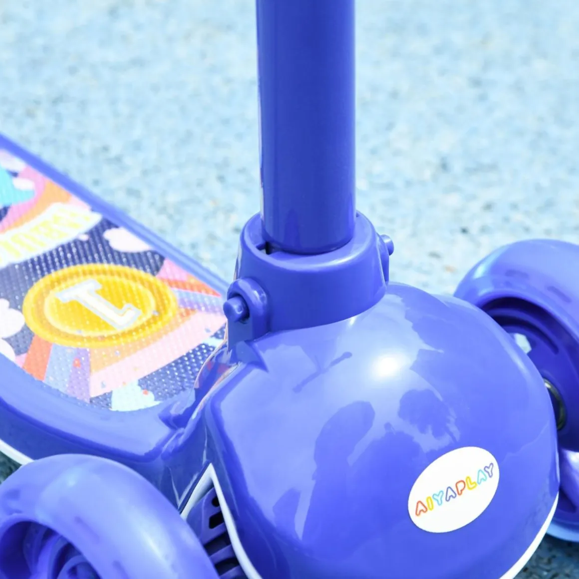 Homcom - Patinete Tri-scooter Azul con luces