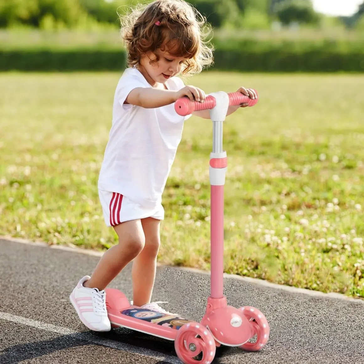 Homcom - Patinete Tri-scooter Rosa con luces