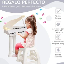 Homcom - Piano electrónico 32 teclas con taburete y micro