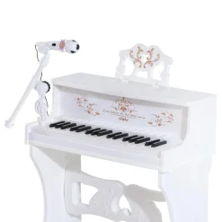 Homcom - Piano Electrónico 37 teclas con taburete Blanco
