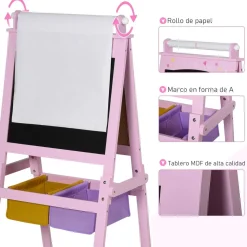 Homcom - Pizarra infantil 3 en 1 con caballete