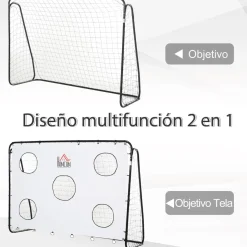 Homcom - Portería de fútbol con lona de entrenamiento Blanco