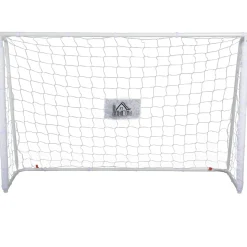 Homcom - Portería de fútbol 186x62x123 cm Blanco