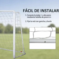Homcom - Portería de fútbol 186x62x123 cm Blanco