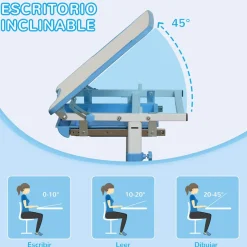 Homcom - Pupitre infantil con silla Azul y Blanco