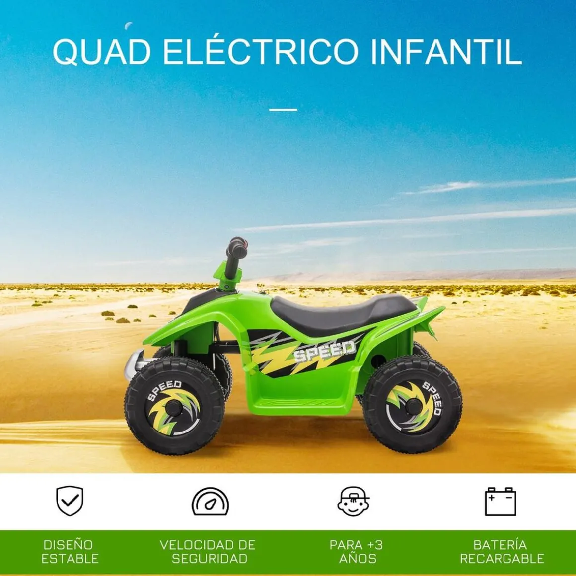 Homcom - Quad Eléctrico Batería 6V Verde