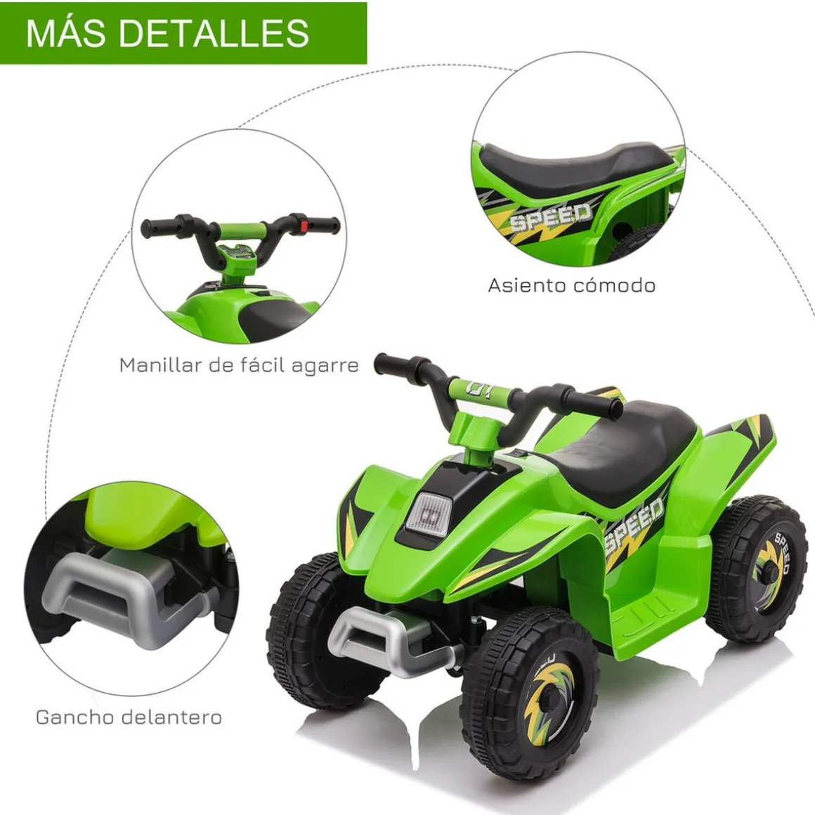 Homcom - Quad Eléctrico Batería 6V Verde