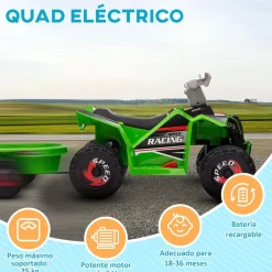 Homcom - Quad eléctrico con remolque