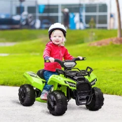 Homcom - Quad eléctrico con faros LED verde