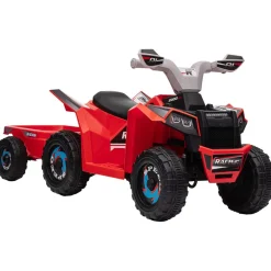 Homcom - Quad Eléctrico Rojo con Remolque