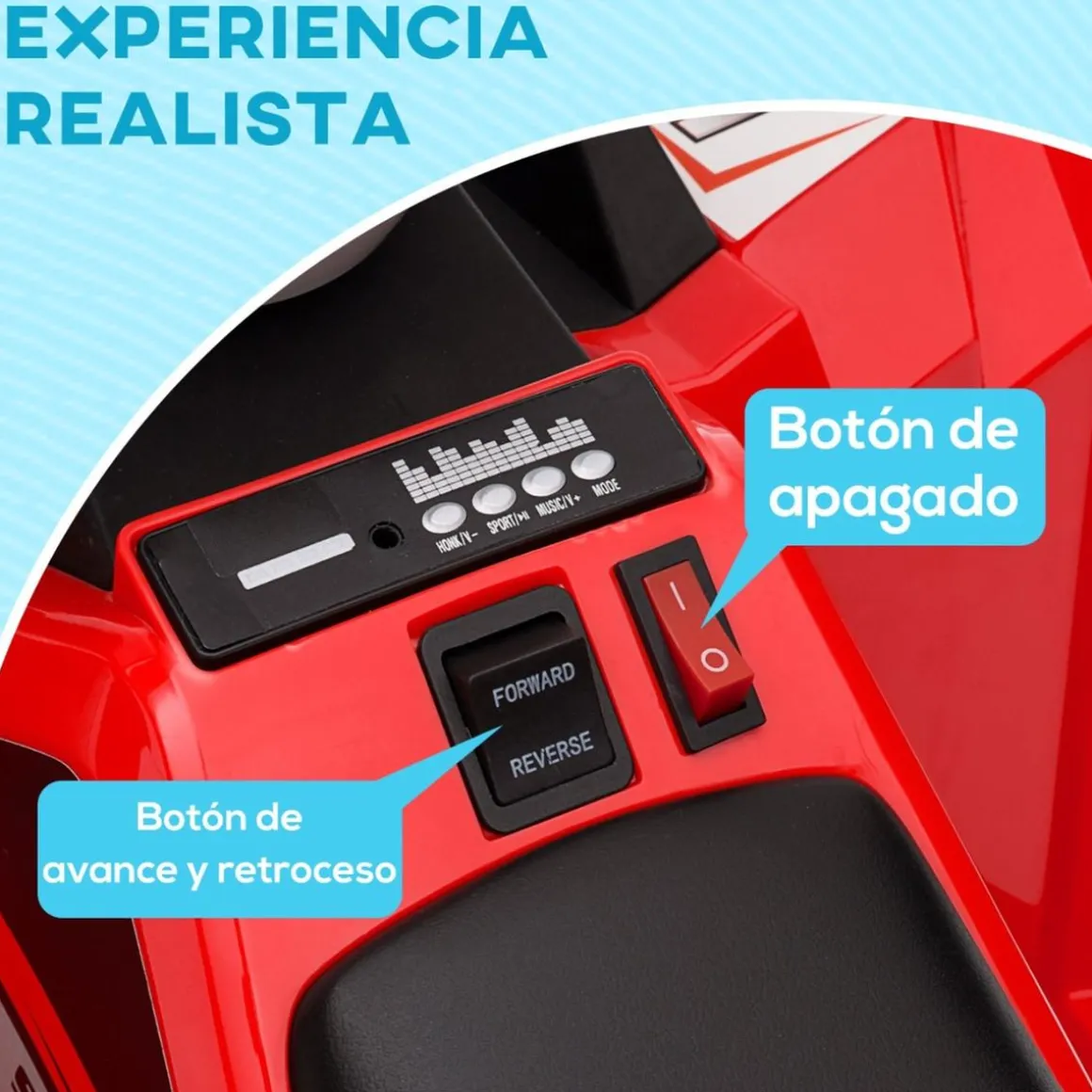 Homcom - Quad Eléctrico Rojo con Remolque