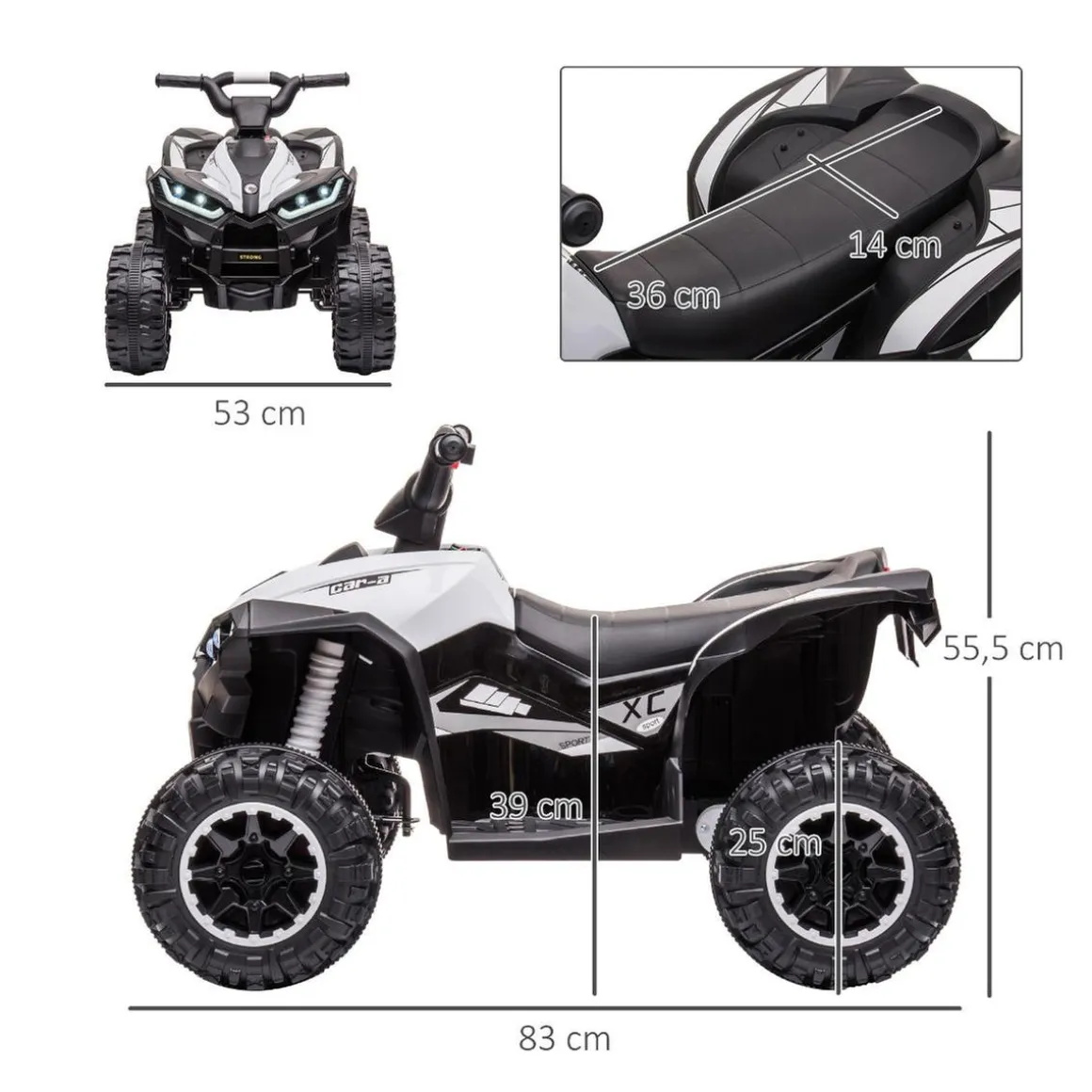 Homcom - Quad eléctrico 12V blanco
