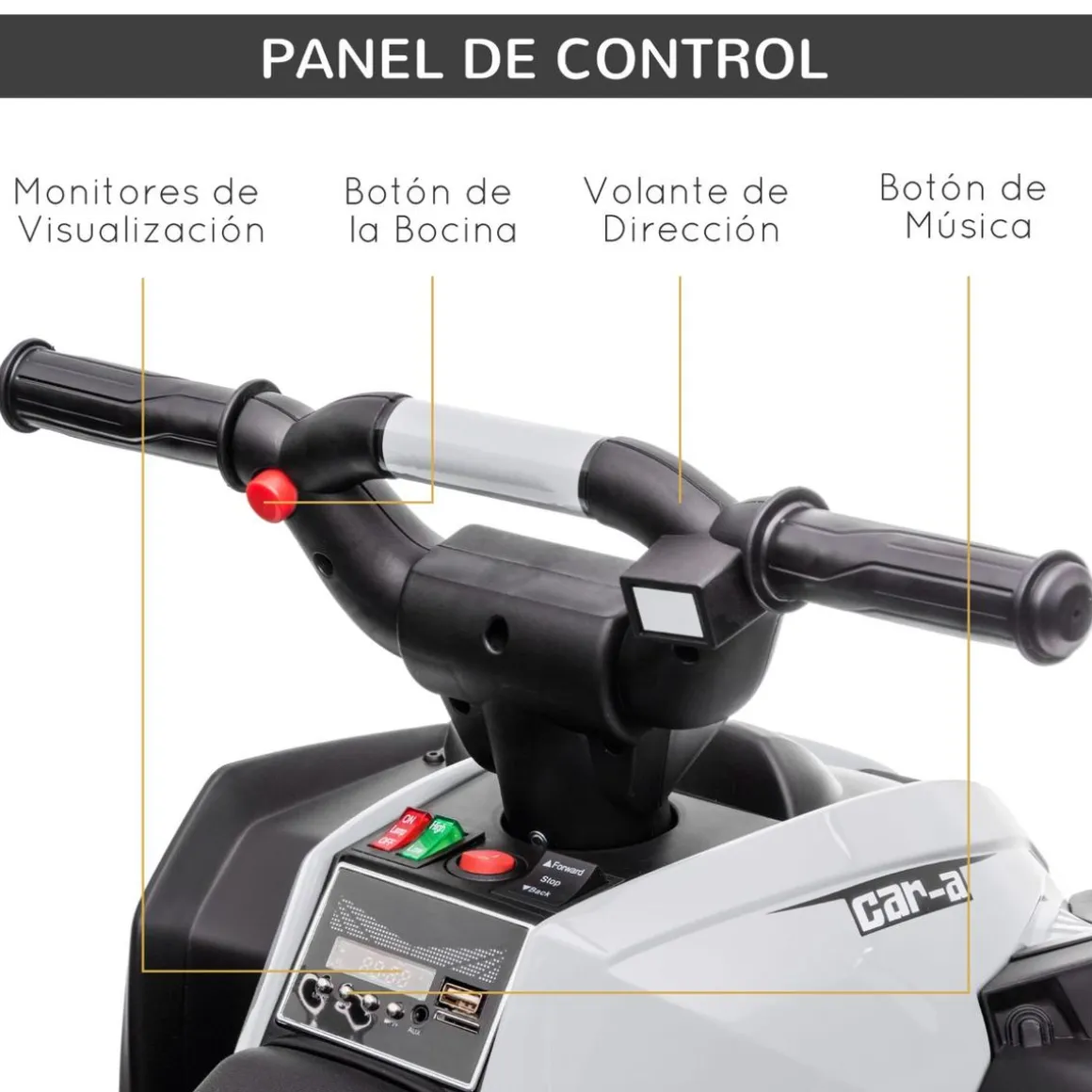 Homcom - Quad eléctrico 12V blanco