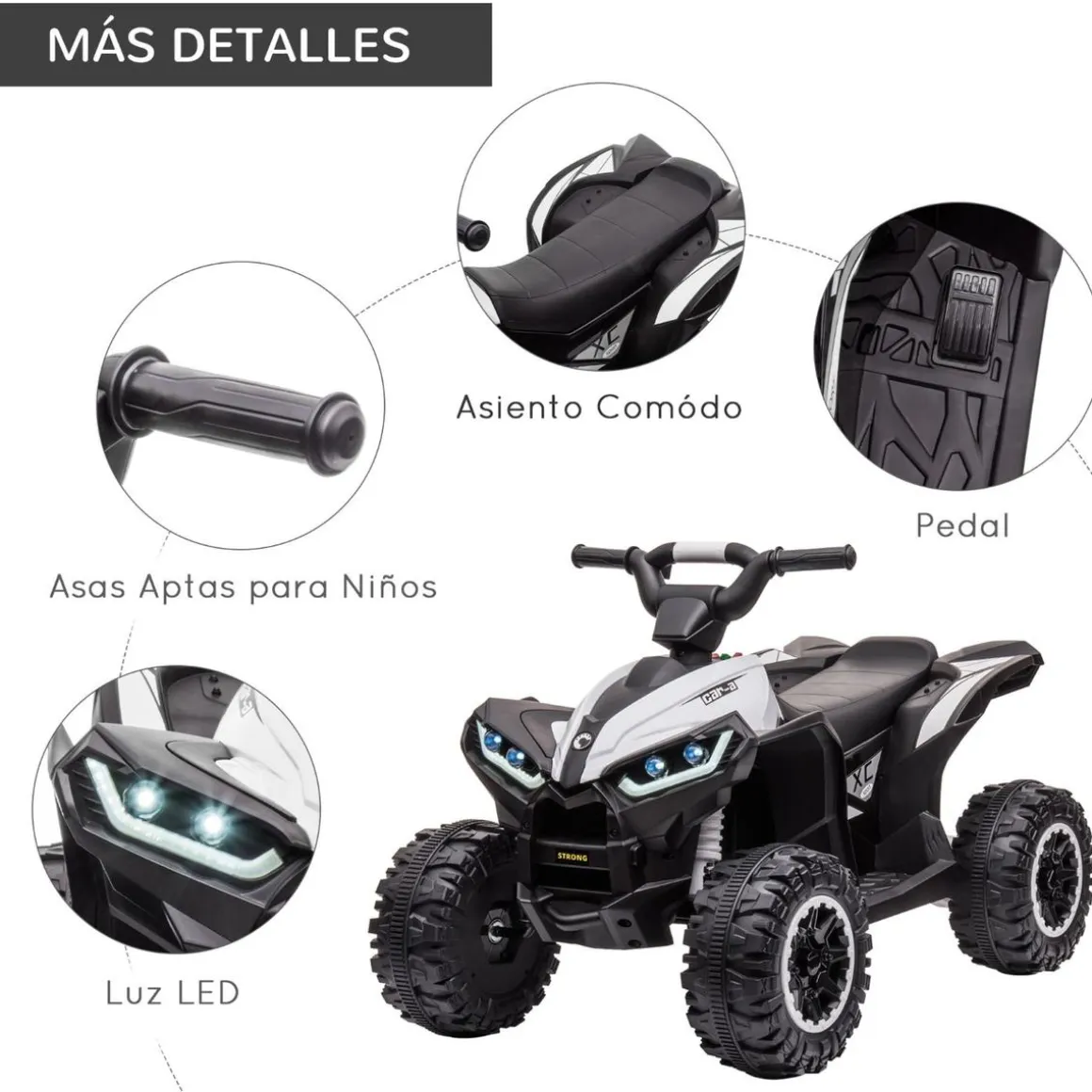 Homcom - Quad eléctrico 12V blanco