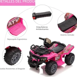 Homcom - Quad eléctrico 6V rosa