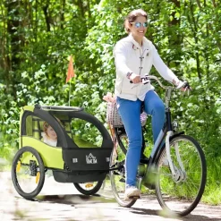 Homcom - Remolque para bicicleta Verde