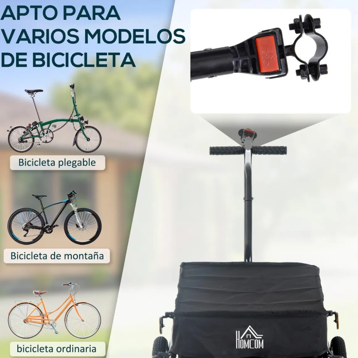 Homcom - Remolque para bicicleta Negro