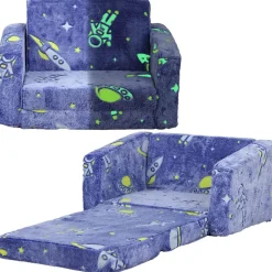 Homcom - Sillón infantil Azul brilla en la oscuridad