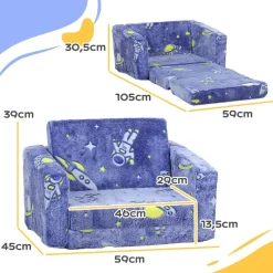 Homcom - Sillón infantil Azul brilla en la oscuridad