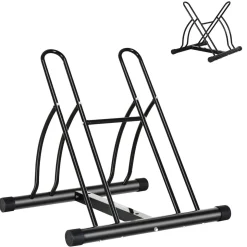 Homcom - Soporte de estacionamiento 2 bicicletas Negro