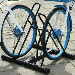 Homcom - Soporte de estacionamiento 2 bicicletas Negro