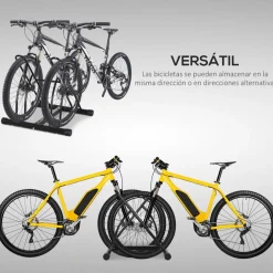 Homcom - Soporte de estacionamiento 2 bicicletas Negro