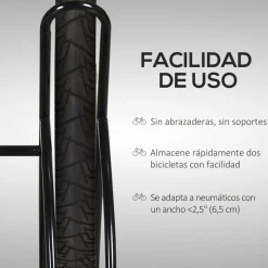 Homcom - Soporte de estacionamiento 2 bicicletas Negro