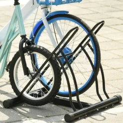 Homcom - Soporte de estacionamiento 2 bicicletas Negro