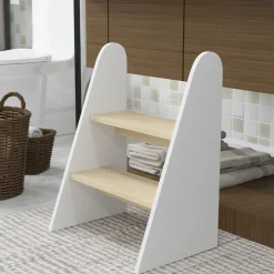 Homcom - Taburete 2 peldaños Blanco