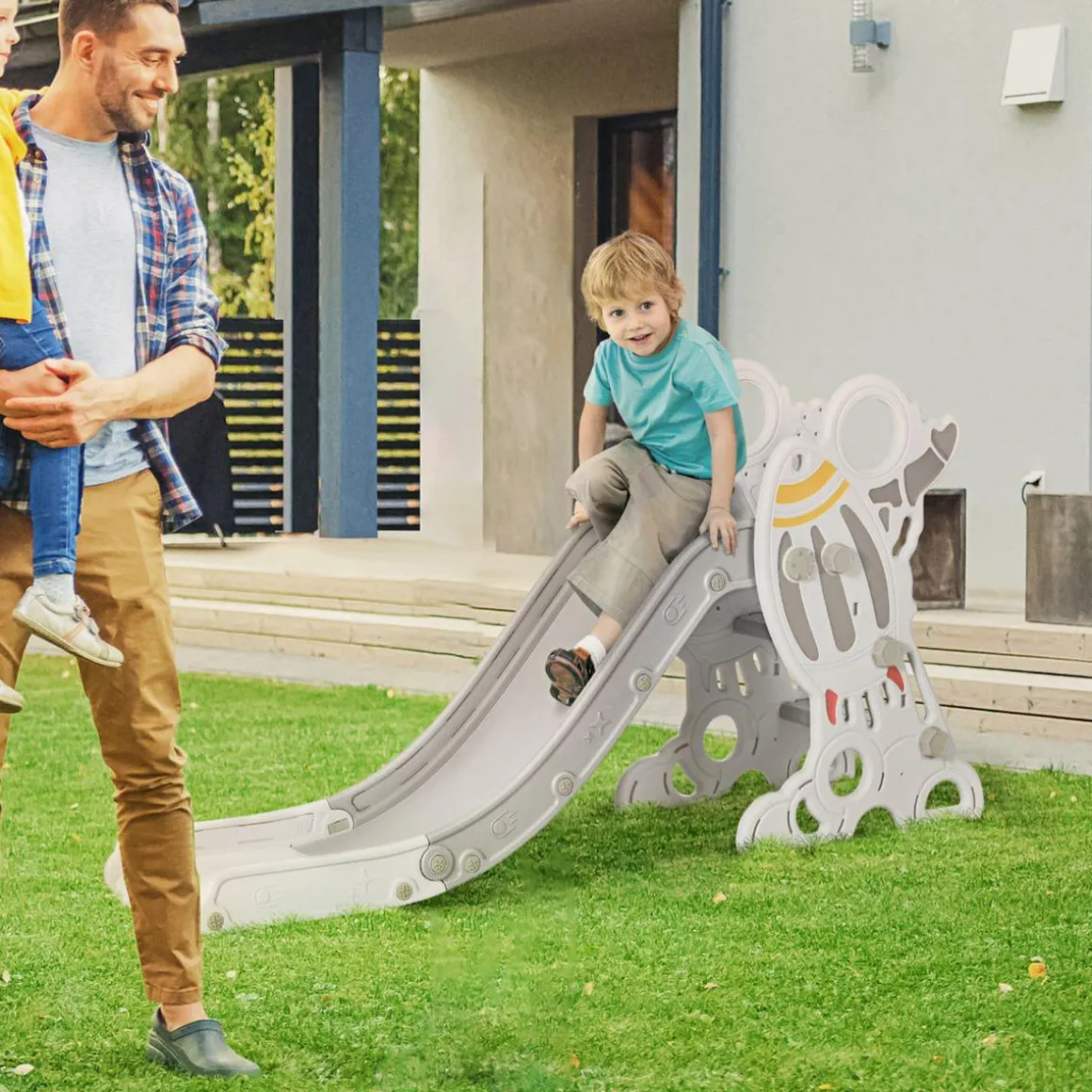 Homcom - Tobogán infantil gris
