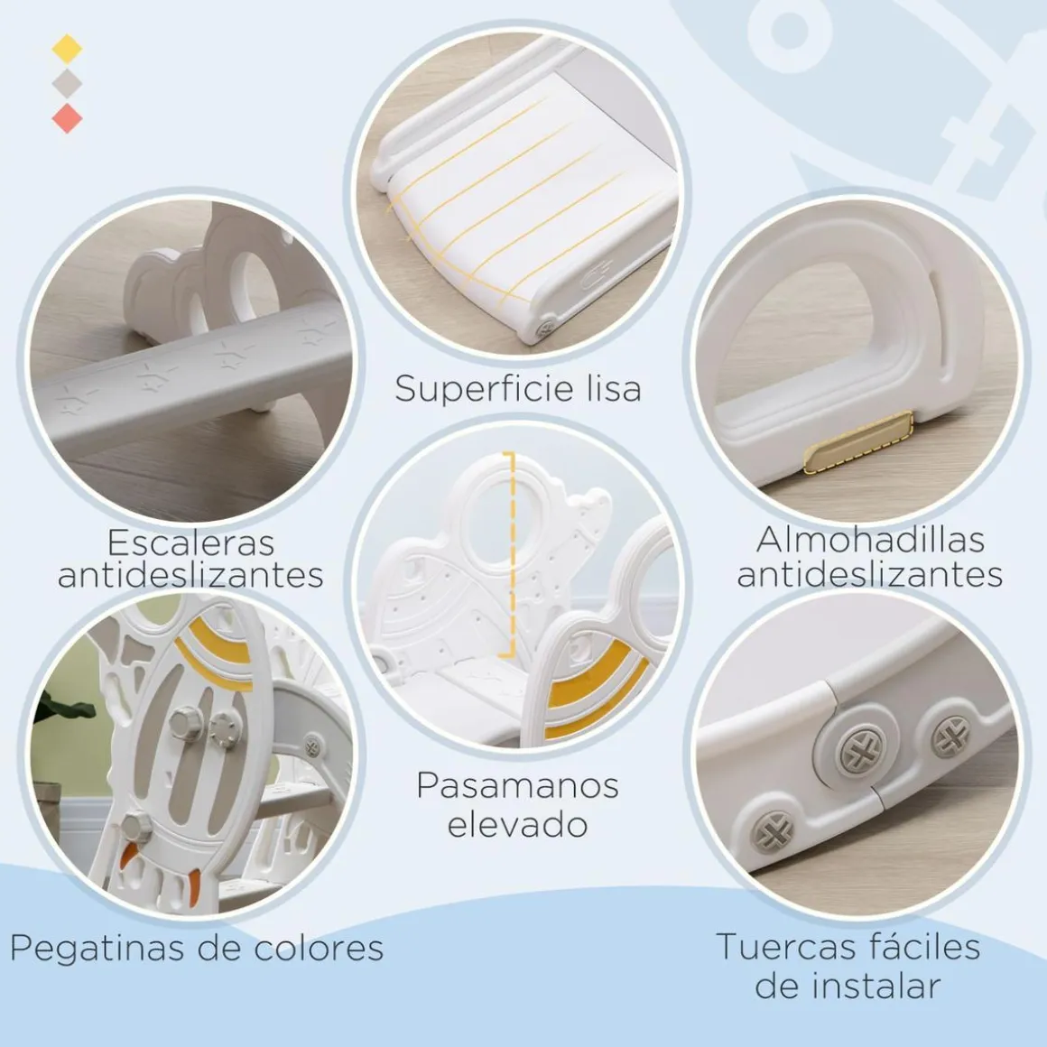 Homcom - Tobogán infantil gris