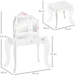 Homcom - Tocador de madera con taburete