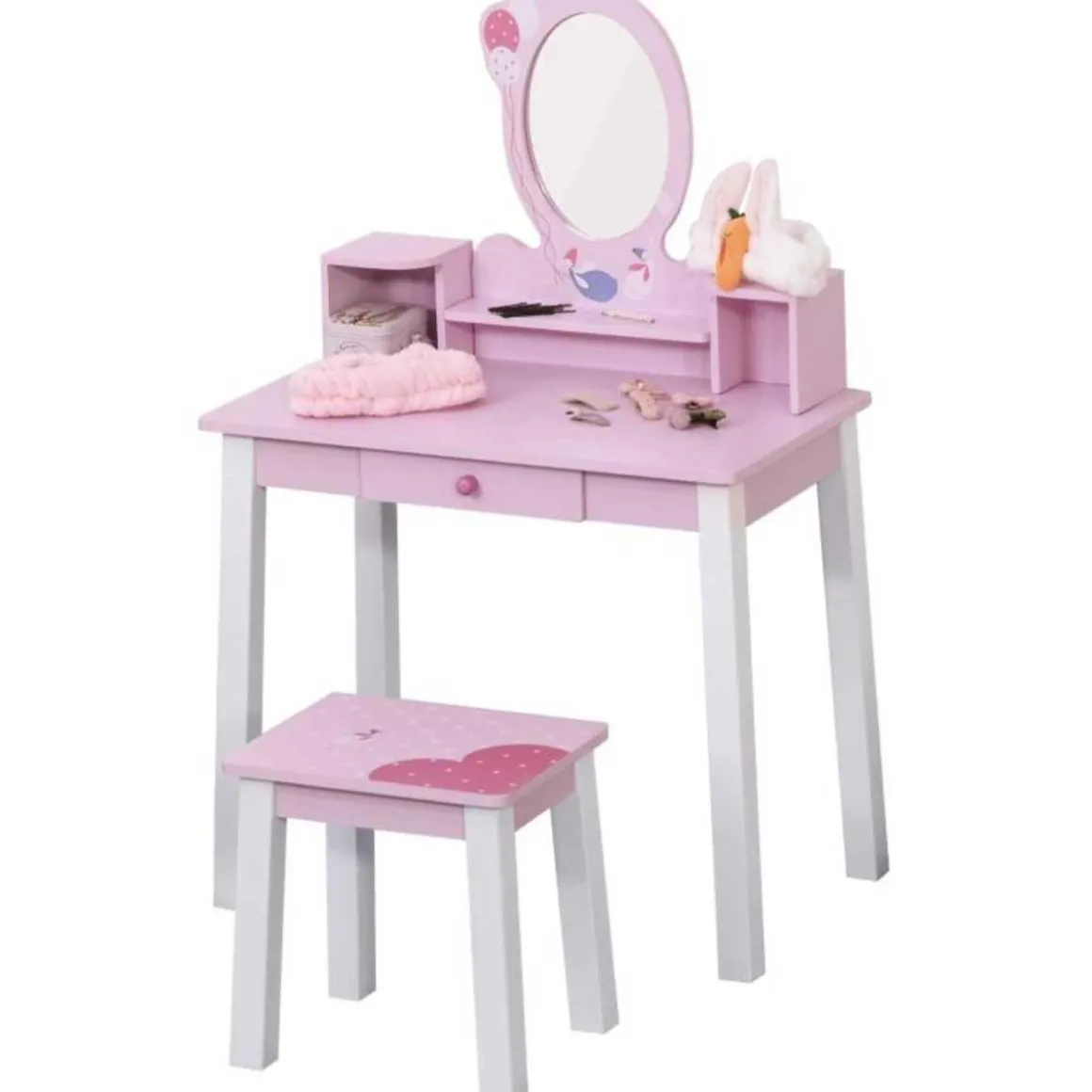 Homcom - Tocador Infantil con Taburete y Espejo HomCom