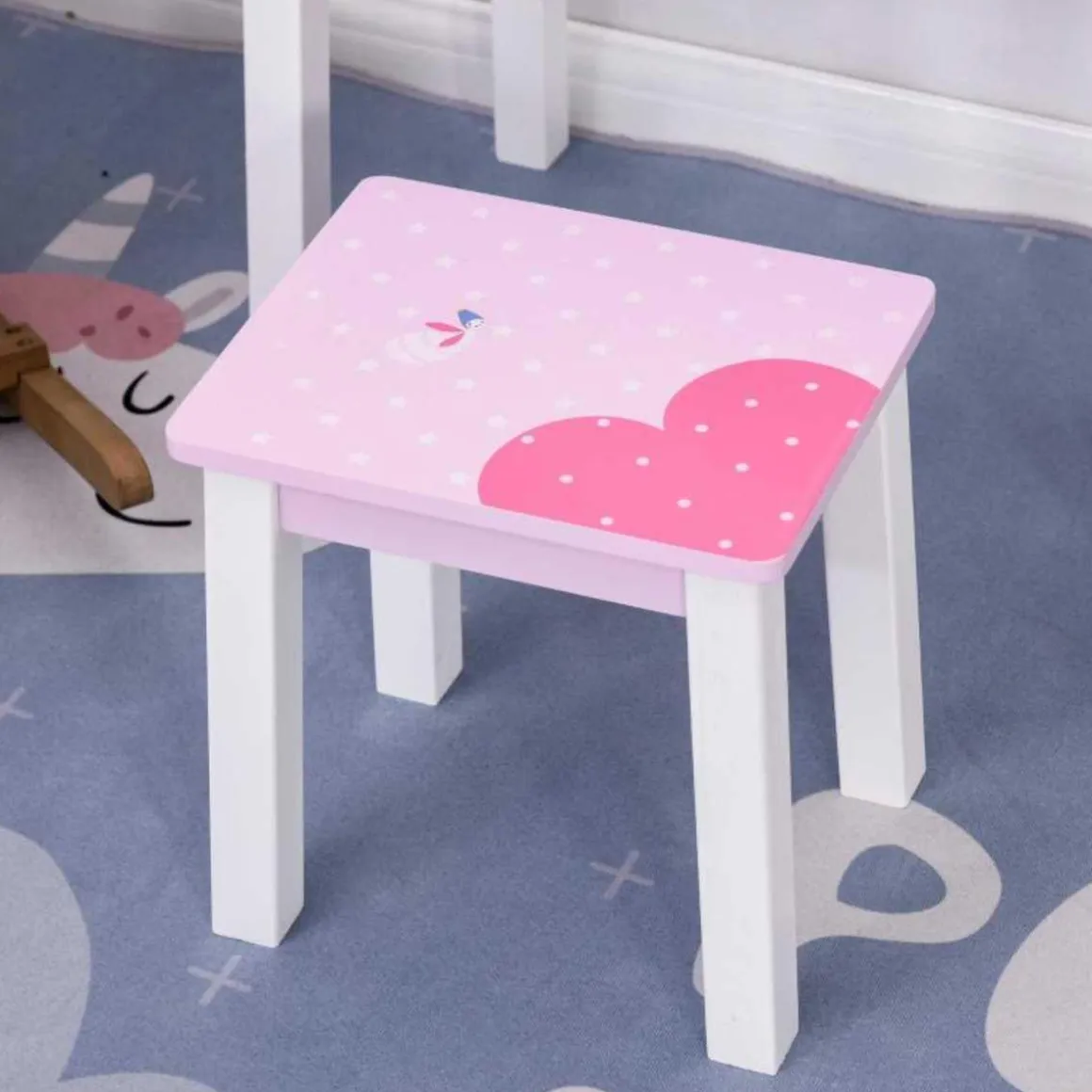 Homcom - Tocador Infantil con Taburete y Espejo HomCom